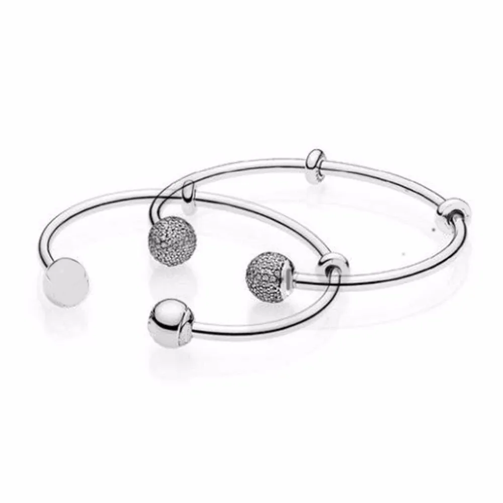 

100% 925 Sterling Silver New Bracelet Signature Clasp Bracelet Open Bangle Bracelet Fit European Charms Diy Jewelry