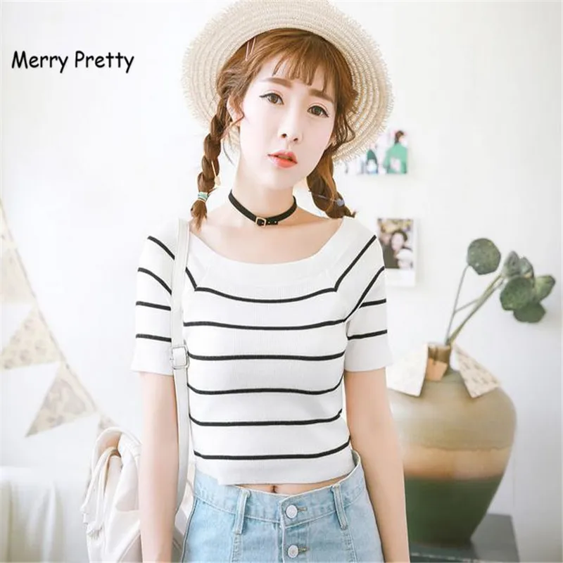 Merry Pretty новые летние хлопковые трикотажные футболки для девочек женские с