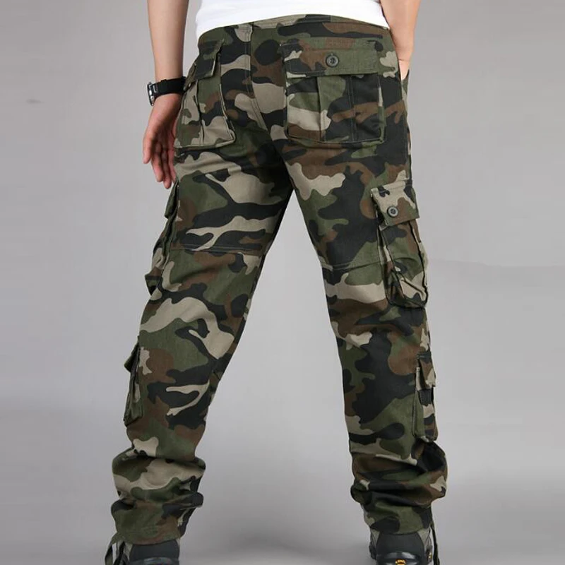 Камуфляжные брюки карго, мужские уличные мульти-карманные комбинезоны, военные тактические длинные брюки, мужские повседневные хлопковые прямые брюки