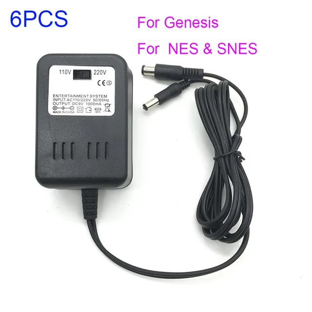 6PCS AC Adapter Power Supply for NES, SNES Super Nintendo, Sega Genesis