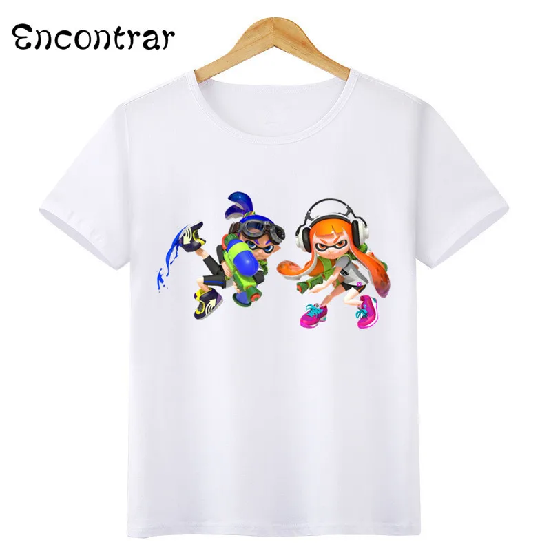 Kids Splatoon Inkling Design T Shirt Boys/Girls Casual Short Sleeve Tops Children's Funny White Anime T-Shirt,ooo3071 - Color: oHKP3071G