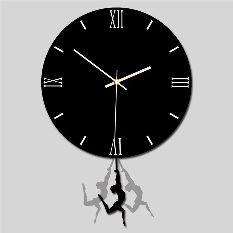 2019 new best selling acrylic swing wall clock Creative home black and white decorative clocks wall hangings