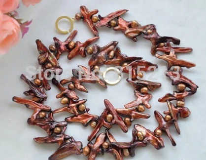 

FREE SHIPPING>@@> N1457 35mm COFFEE BAROQUE KESHI REBORN ROUND PEARL NECKLACE