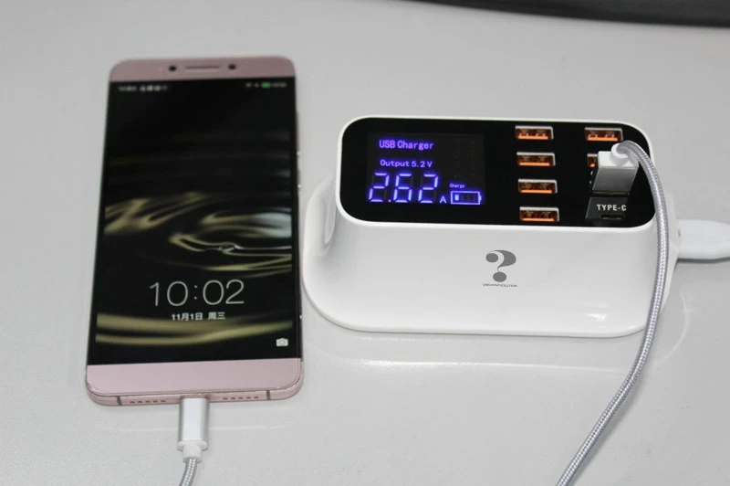 Быстрая зарядка 3,0 Смарт usb type C зарядная станция светодиодный дисплей Быстрая зарядка телефон планшет USB зарядное устройство для iPhone huawei адаптер
