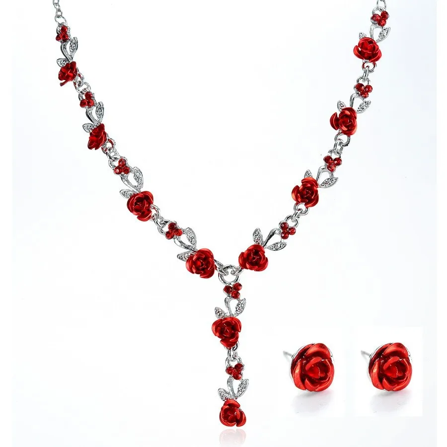 Flower Necklace Marriage African Beads Jewelry Set Fashion Vintage Flower Necklace Marriage African Beads Jewelry Set Fashion Vintage Earrings Wedding Bridal Sets For Women
