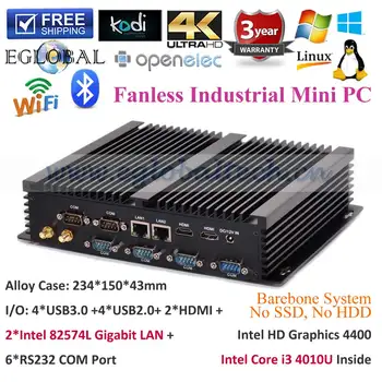 

Eglobal 2 Intel 82583V Nics 6 COM SIM Industrial Fanless Barebone Mini PC Computer Server Windows Core i3 4010U I5 4200U HTPC