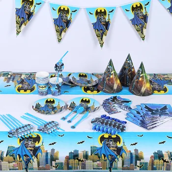 

New Batman party supplies for children birthday party 135pcs/lot party supplies of table cloth cups forks napkins