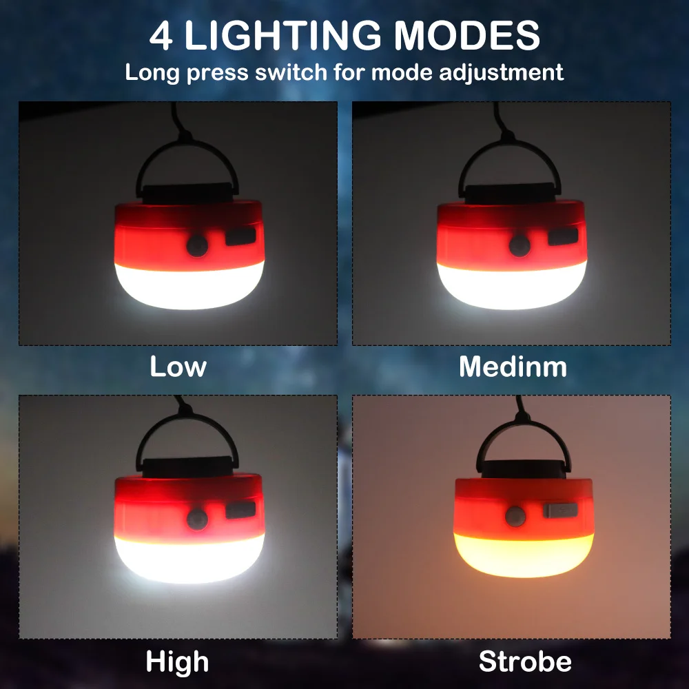Мини портативные Кемпинговые фонари фонарь Палатка светильник Светодиодный лампа аварийная лампа водонепроницаемый подвесной фонарик с крюком 18650 для кемпинга