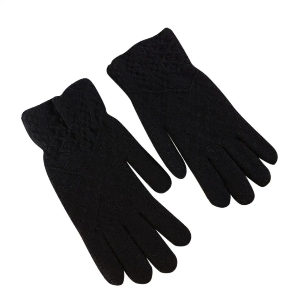 

Women Cute Jacquard Gloves Solid Color Black Pink Warm Keeping Magic Gloves Supporting Touching Screen Autumn and Winter