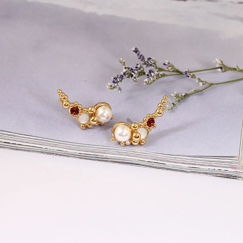 

Juicy Grape Pearl Personality Originality 925 Silver Needle Stud Earrings Gilded Prevent Allergy Woman Earrings Jewelry