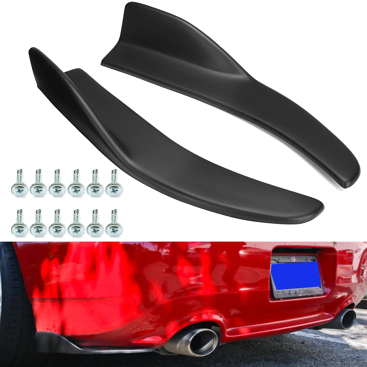 BATEWOSI Universal Rear Bumper Lip Splitter Winglet Aprons,Lower Corner Valance Covers Splitter Spoilers,Extension Winglet Diffuser,2PC BATEWOSI Universal Rear Bumper Lip Splitter Winglet Aprons,Lower Corner Valance Covers Splitter Spoilers,Extension Winglet Diffuser,2PC