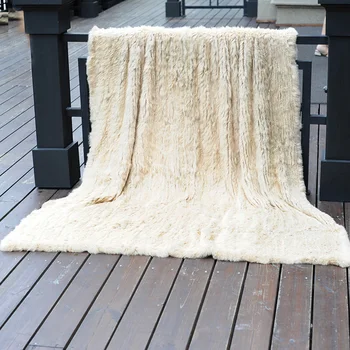 

CX-D-10M New Hot Sale Warm Genuine Rabbit Fur Knitted Fur Blanket