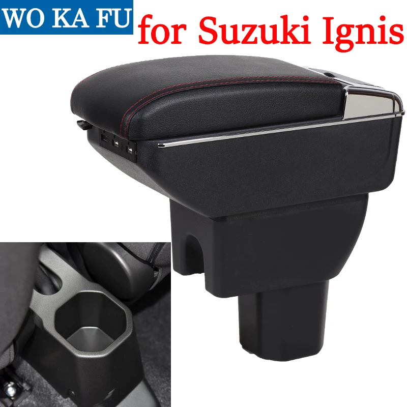 Для suzuki ignis подлокотник коробка Универсальная автомобильная центральная консоль caja Модификация аксессуары двойной поднят с USB