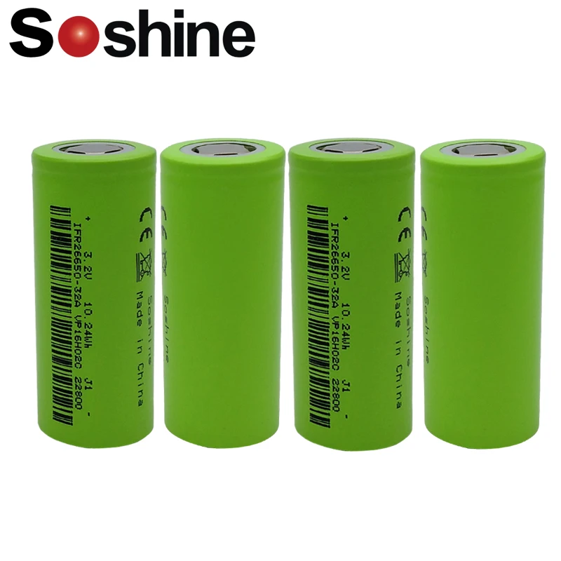 4 шт. Оригинальный Новый Soshine литий ионный аккумулятор IFR26650 IFR 26650 3 2 в 32А 3200 мА · ч