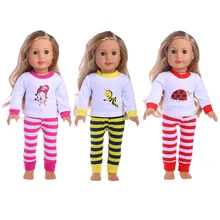 3 styles Super cute fashion striped pants + Logo pattern shirt for 18inch American girl doll hot