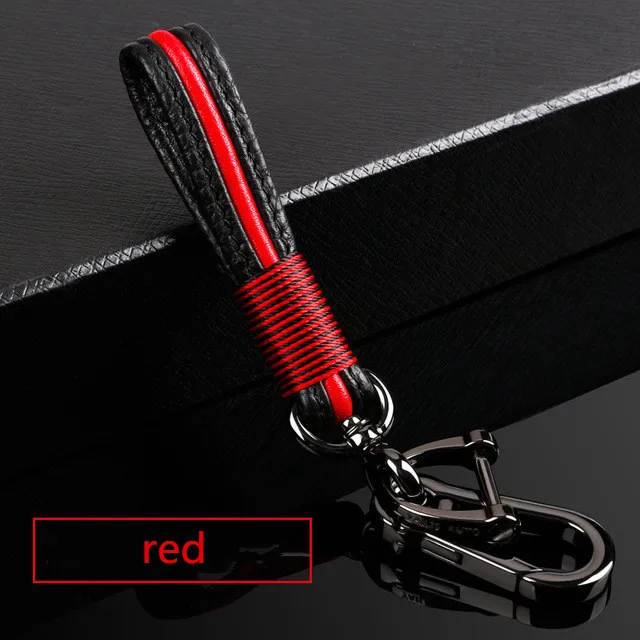Алюминиевый сплав чехол для ключей автомобиля с кожаным ремнем чехол для ключей сумка для хранения протектор для Audi A3 A4 S5 A6 Q3 Q5 R8 TT - Название цвета: red keychain