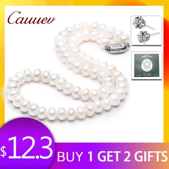 Cauuev Amazing price AAAA high quality natural  freshwater  pearl necklace  for women 3 colors8-9mm pearl jewelry pendants gift