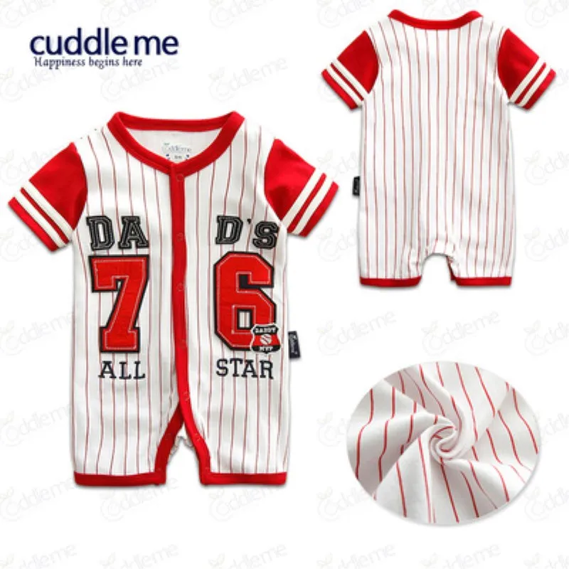 

New Baby Short Sleeve Rompers Newborn Cotton Romper Infant Clothing Set Cute Jumpsuits Baseball Uniform Style