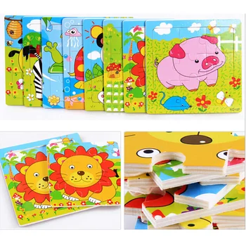 

Wooden jigsaw puzzle cartoon animals transportation children's educational wooden toys cognitive learning