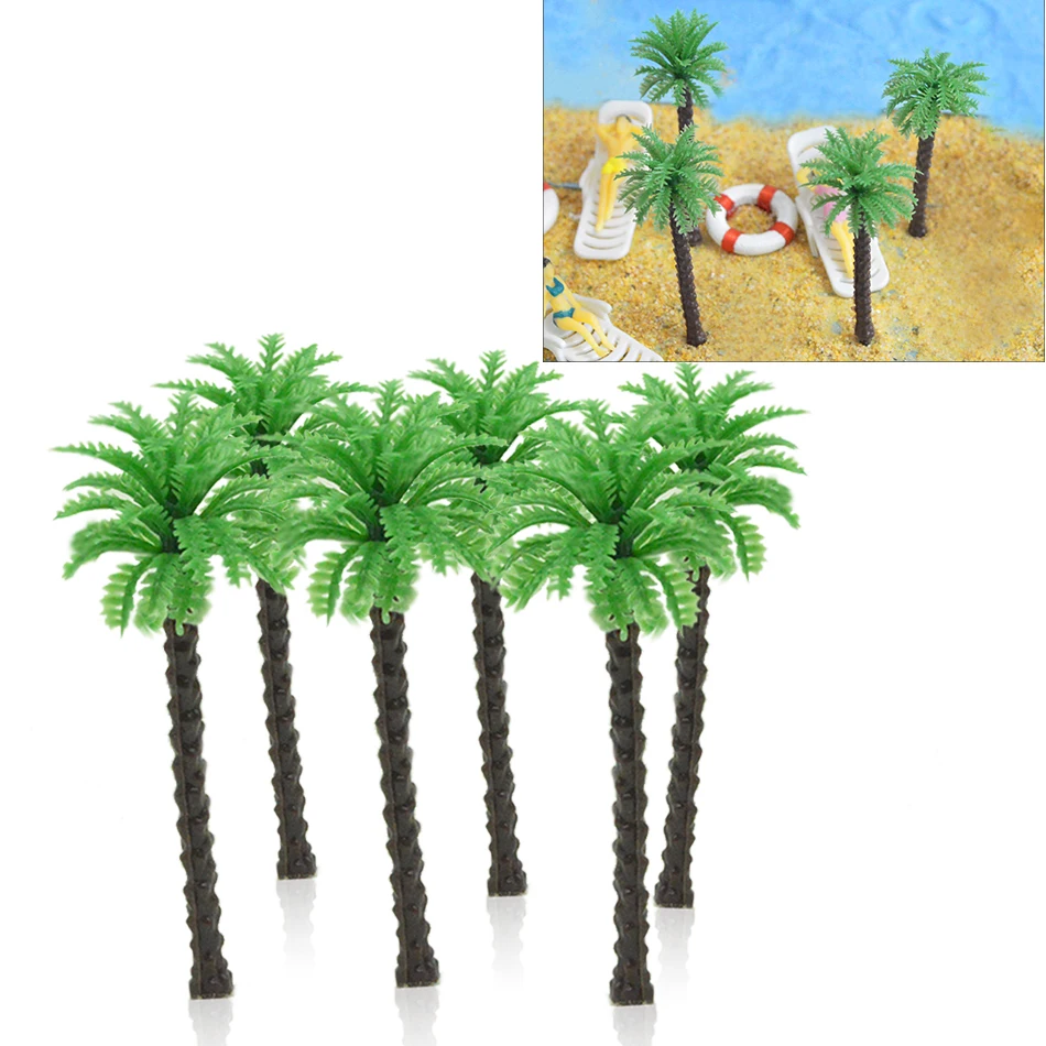 

200pcs 7cm miniature Architecture Plastic Coconut Palm Tree Model Miniature scale Palm Tree for sea scenery