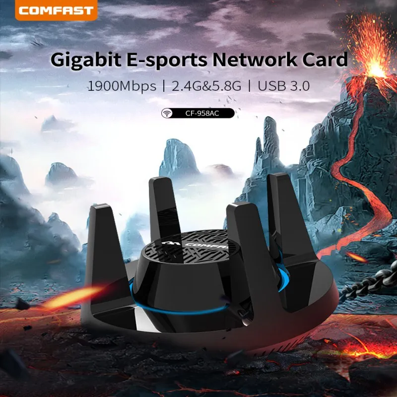 Comfast Высокая мощность 1900 Мбит/с внешний 4 * 3dBi антенны usb беспроводной адаптер Gigabit E-sport сетевой карты 5,8 Г и 2,4 г Wi-Fi приемник