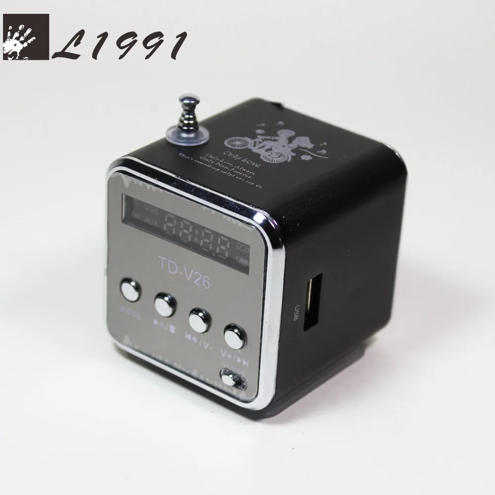 TDV26 Портативный fm радиоприемник Мини Динамик цифровой ЖК-дисплей звук Micro SD/TF