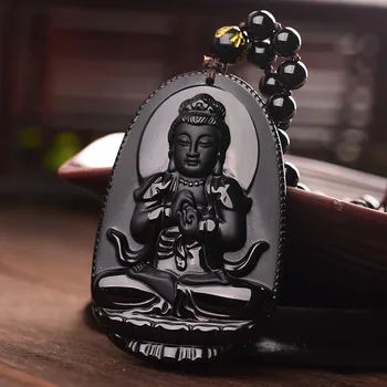 

Free shipping Buddha Pendant Natural obsidian Vintage Necklace Black Buddha Head Pendant For women&men Jewelry