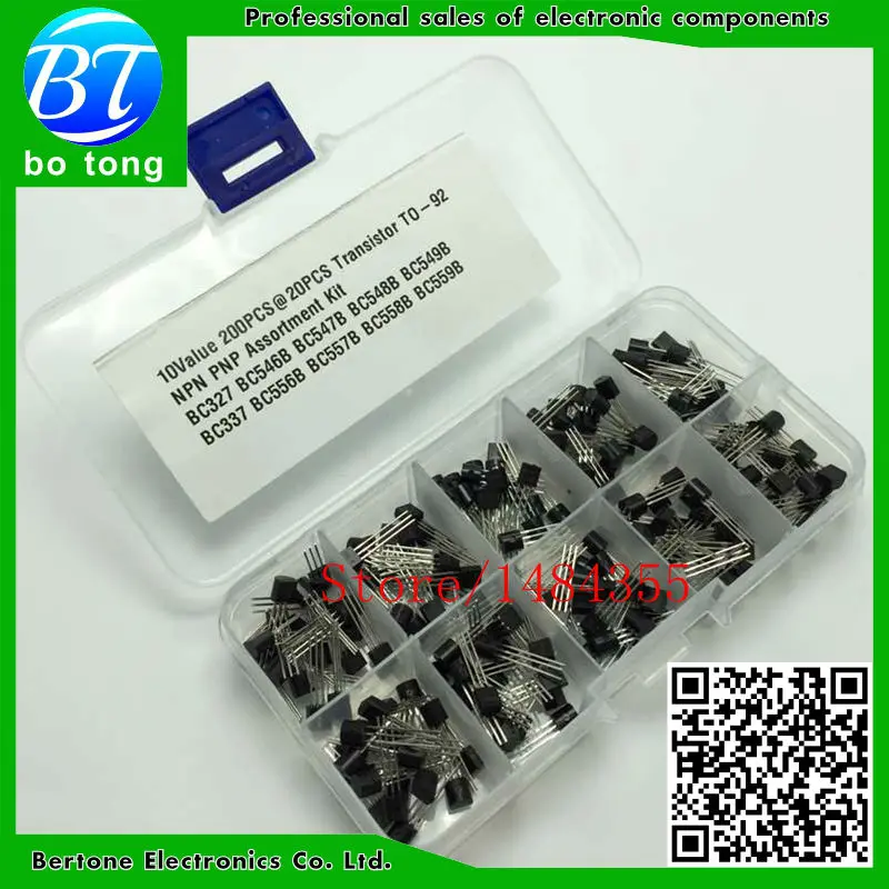 

10Values TO-92 Transistor Assorted Kit BC327 BC337 BC546 BC556 BC547 BC557 BC548 BC558 BC549 BC559 each 20pcs=200pcs