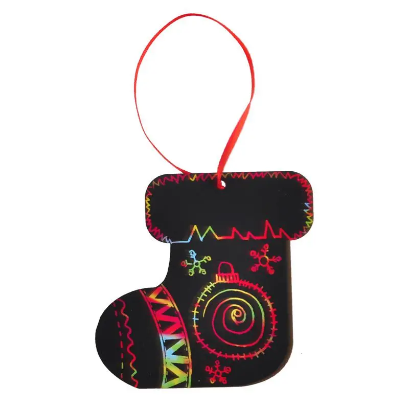 

Christmas Series 7Pcs Magic Scratch Card Scraping Drawing Toy For Children Xmas Tree Paper Cards Hanging Ornaments Set