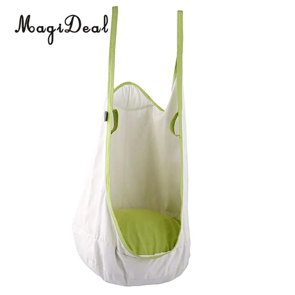 80KG Load Bearing Hanging Hammock Chair Inflatable Cushion Seat Kid Garden Patio Swing Toy White