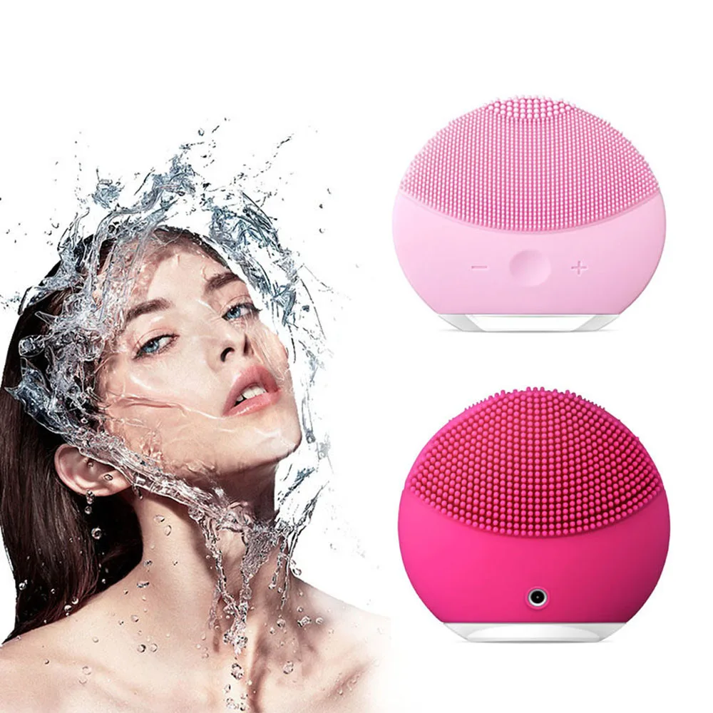 

Compact Size Household Skin Care Cleaning Massage Brush Electric Ultrasonic Waterproof Silicone Facial Washing Cleaner Massager