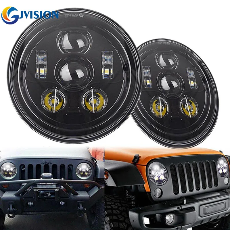 Для Jeep Wrangler JK аксессуары 7 ''круглый светодиодный фар H4 дюймов 45 Вт проектор для