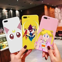 Rosa anime japonês marinheiro lua kawaii gato caso o iphone 6 puls s 7 8 puls 11 12pro x casais macio voltar capa funda coque