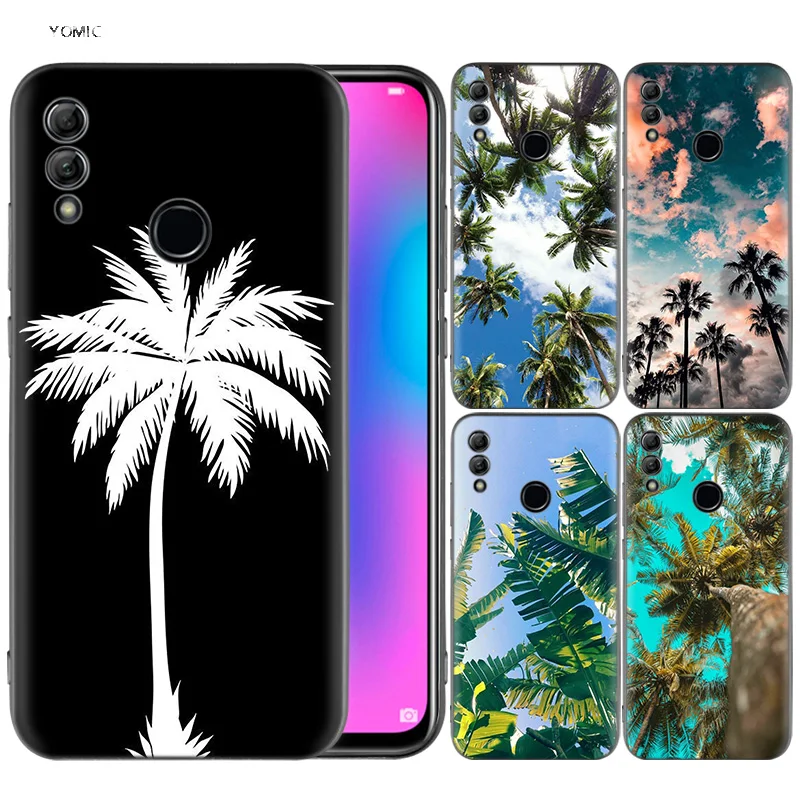 

Silicone Cover Case for Huawei Honor 10 9 Lite 8X 8C 8A Y6 Y7 Y9 7A Pro Prime 7C 2018 2019 V20 Palm tree Leaves Plant Flower pat