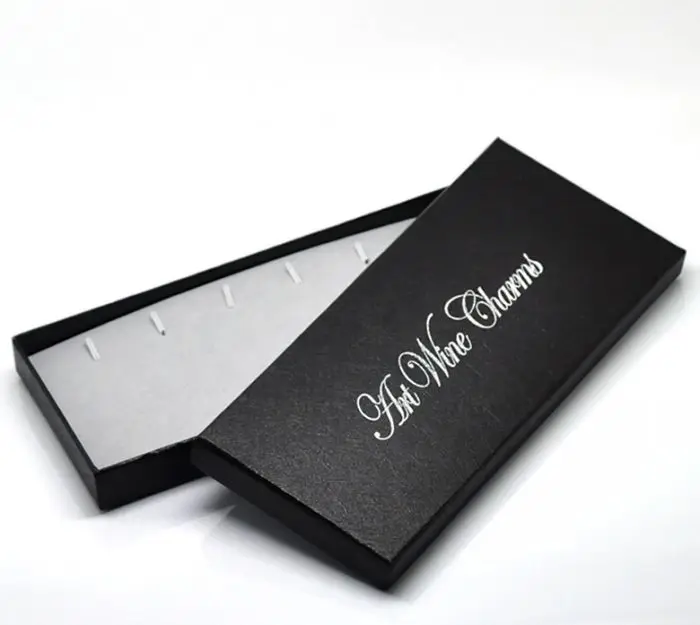 DoreenBeads Black Collection Art Wine Charms Glass Gift Boxes Display 18x8.5x2cm,sold per pack