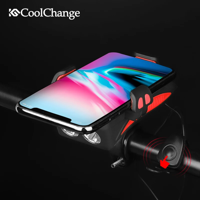 Велосипедный звонок CoolChange 4 в 1 держатель телефона для горного велосипеда
