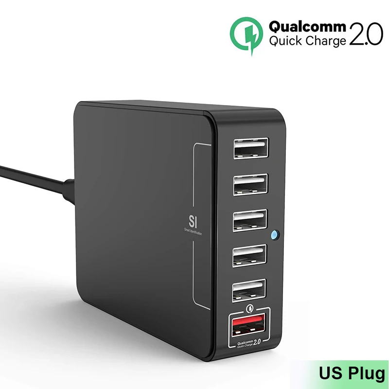 SeenDa QC2.0 быстрый USB Зарядное устройство 35 Вт 6-Порты зарядка через usb станция для быстрой зарядки USB для телефона Зарядное устройство для iPhone samsung LG Xiaomi штепсельная вилка стандарта США - Тип штекера: США