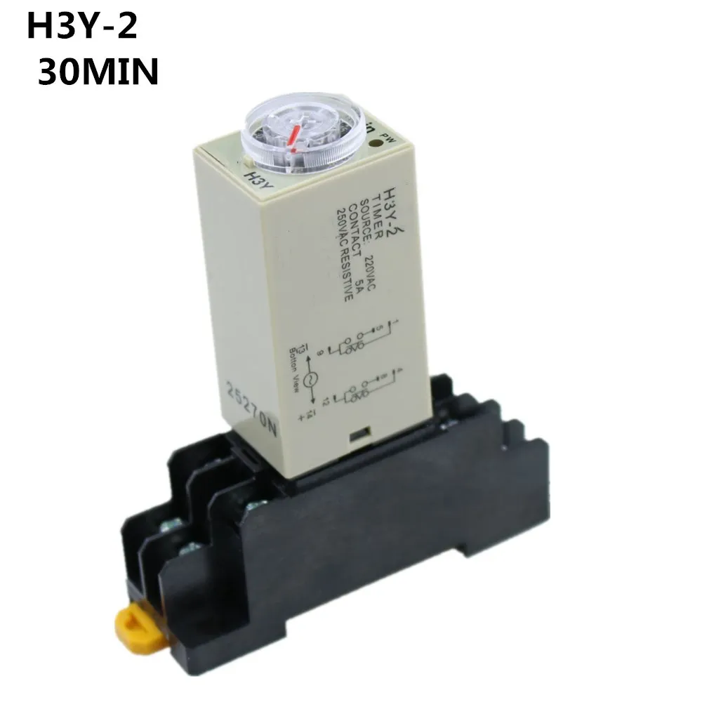 H3y2 Dc 24v Delay Timer Time Relay 0 30 Minute With Base Relays