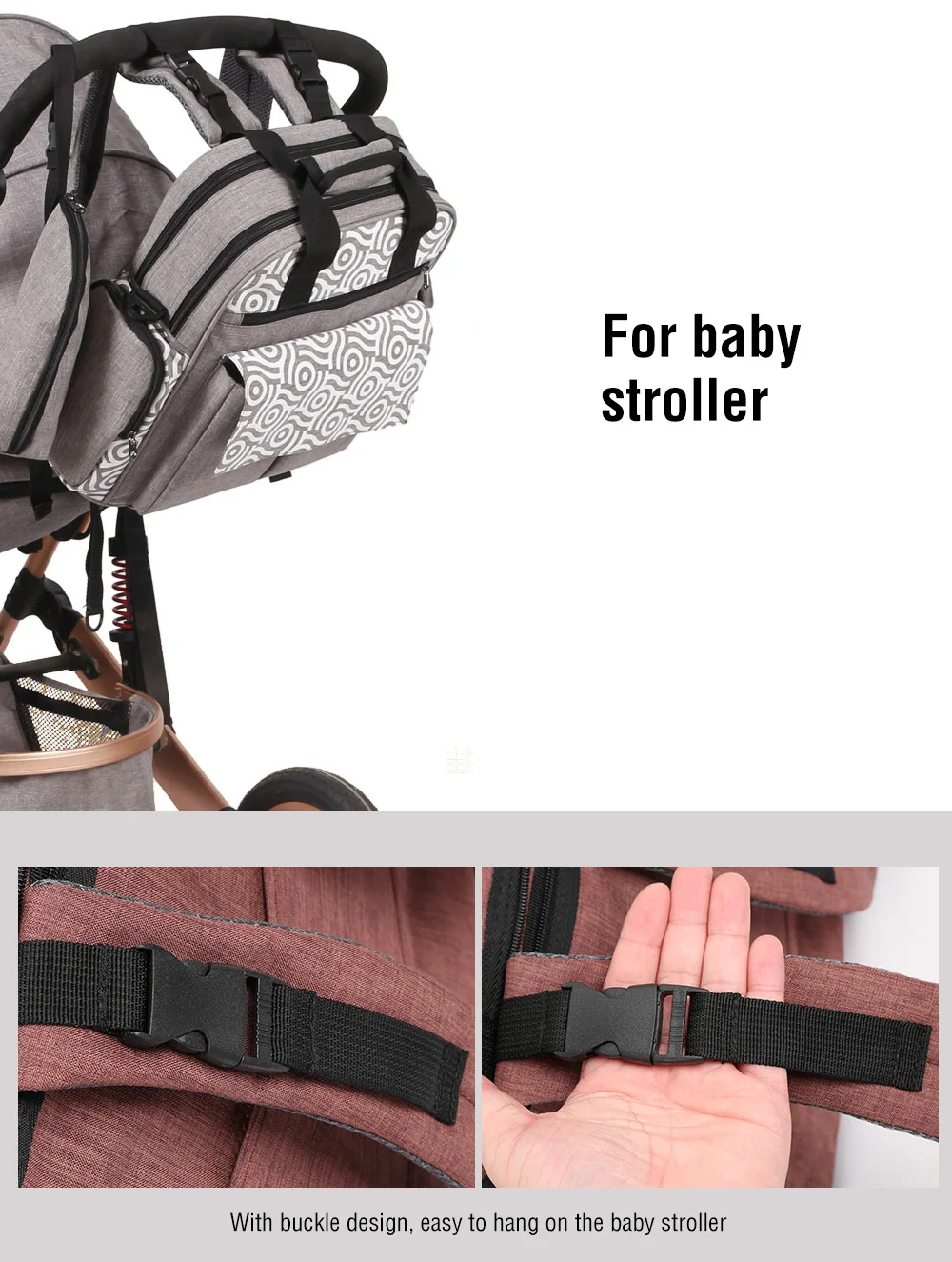 Diaper Bags Large Capacity Backpack Travel Diaper Organizer Bag (7)
