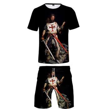 

Casual T-shirt suit knights templar Casual Men breathable short two-piece fashion short T-shirt + shorts Women student suit