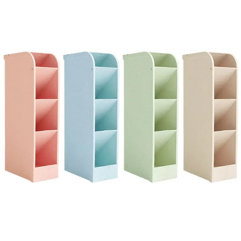 

Multi-function 4 Grid Desktop Pen Holder Office School Storage Case Box Wheat Straw Desk Pencil Organizer Stationery