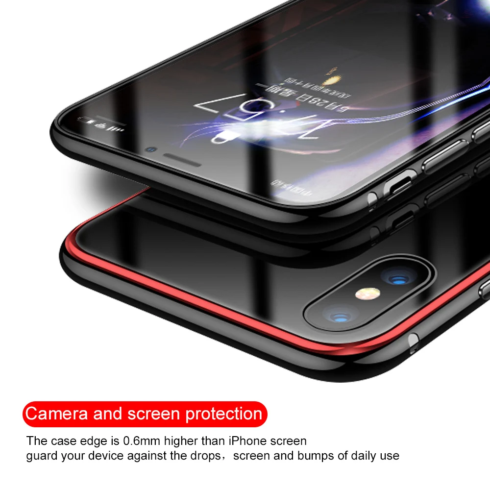 Ascromy для iPhone XS Max чехол из закаленного стекла противоударный металлический бампер