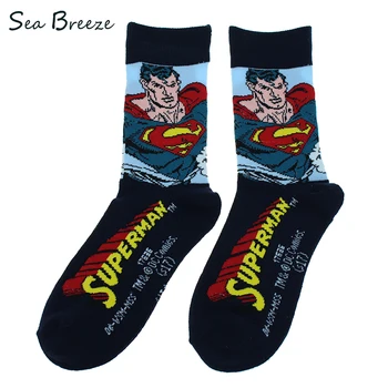 

Sea Breeze America Super hero Superman 2019 new women men tube socks high quality cotton Cartoon Couple short socks customize