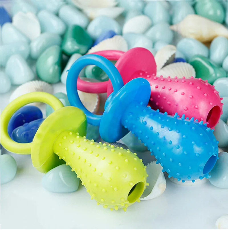 

1 PCS Mini Soft Rubber Teats Pacifier for Pet Toys Dog Cat Puppy Chew Toys with Bell Sound Inside Color Random