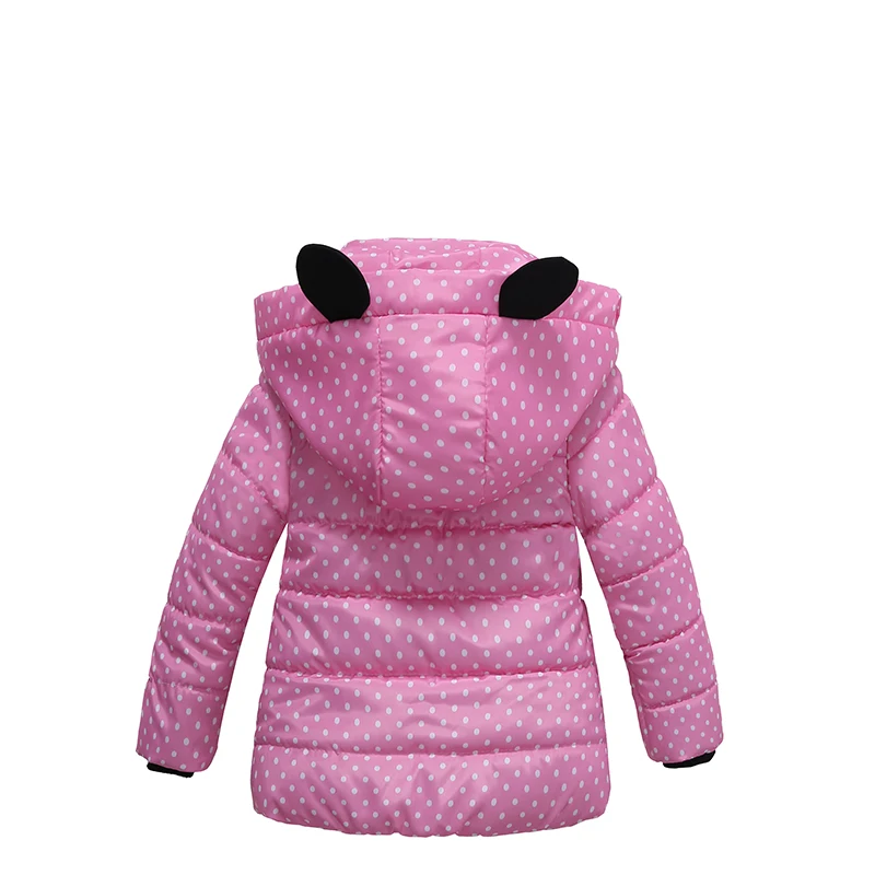 5 Стильная осенне-зимняя куртка для девочек модная Милая теплая куртка в горошек с капюшоном Повседневная хлопковая верхняя одежда для девочек детская одежда