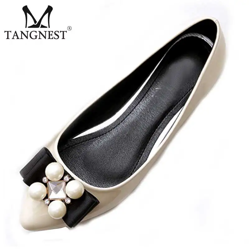 

Beading Flats Women 2017 Spring Autumn New Mary Jane Shoes Women Pointed Toe Ballet Flats Woman Party Shoes Size 34~45 XWD4974