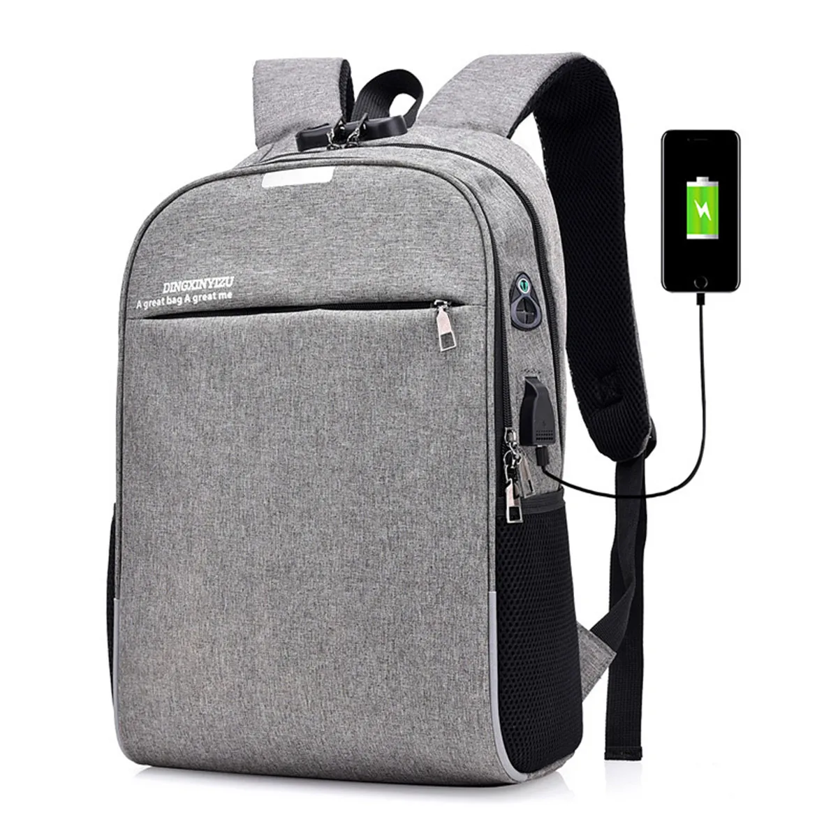

USB Charging Laptop Backpack 15.6 inch Anti Theft Women Men School Bags For Teenage Girls College Travel Backpack Nylon Grey