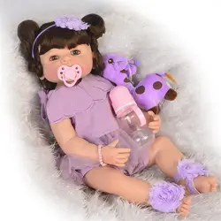 55 см полный силиконовые средства ухода за кожей Reborn Baby Doll Игрушки для девочек винил новорожденных принцесса bebes купать игрушка-компаньон