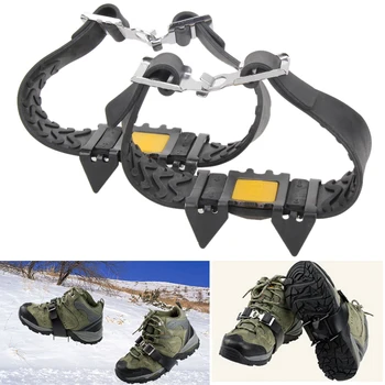 

1 Pair New Snow Ice Climbing Anti Slip Spikes Grips Crampon Cleats 5-Stud Shoes Covers For Outdoor Climbing Hiking Sport Size M