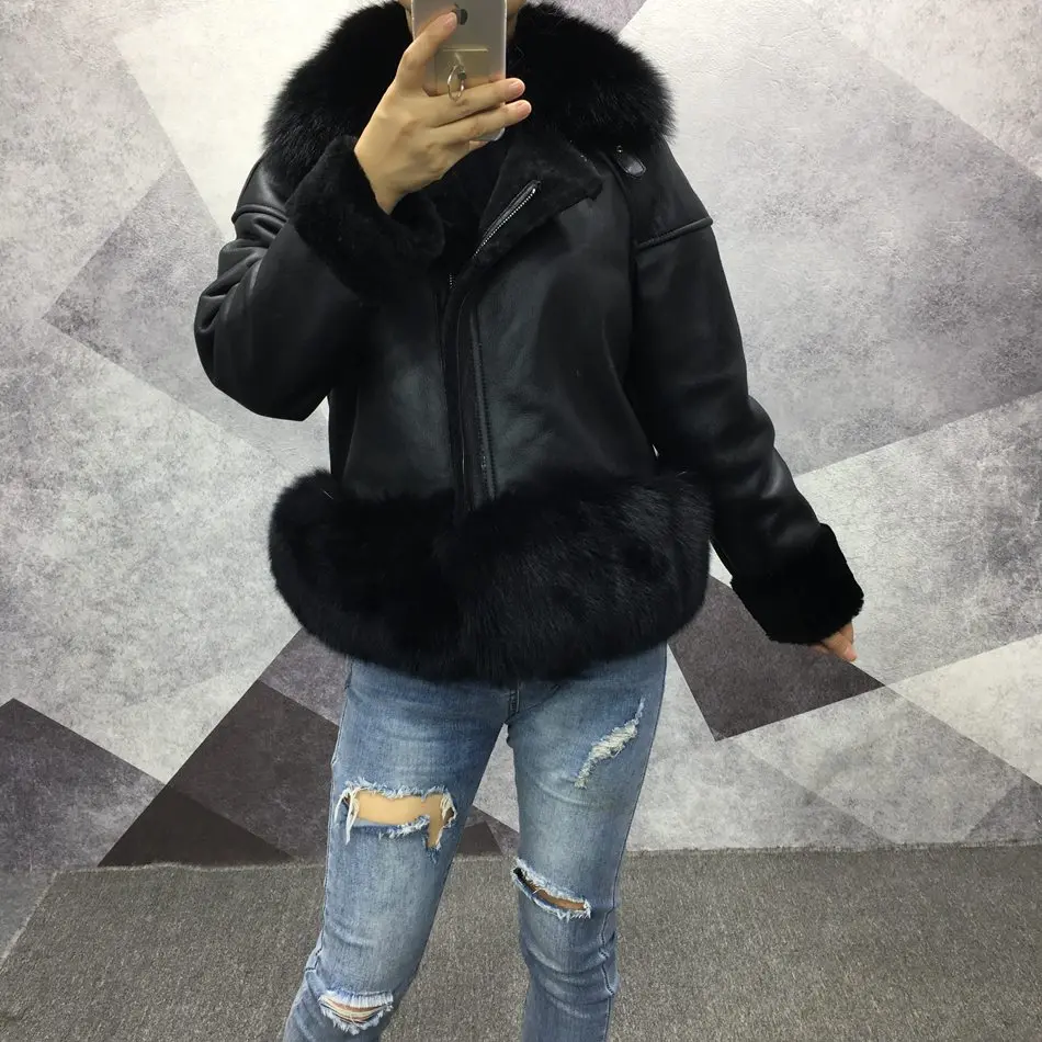 women genuine leather jacket with fur (6)